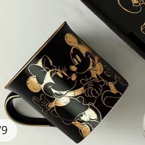 ماگ سرامیکی مشکی طلایی طرح MICKEY